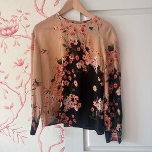 Max Mara Floral Women's Top - Black and Tan